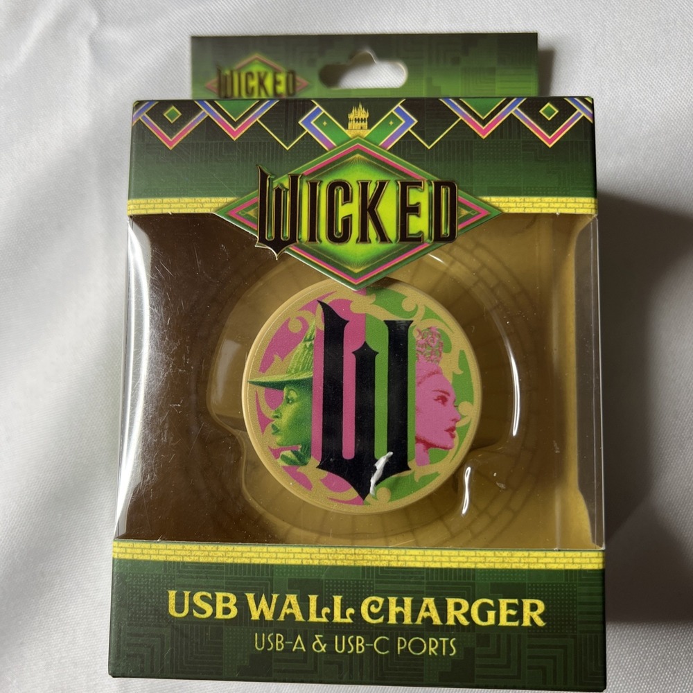 Wicked USB Wall Charger USB-A USB-C Elphaba Glinda New Sealed